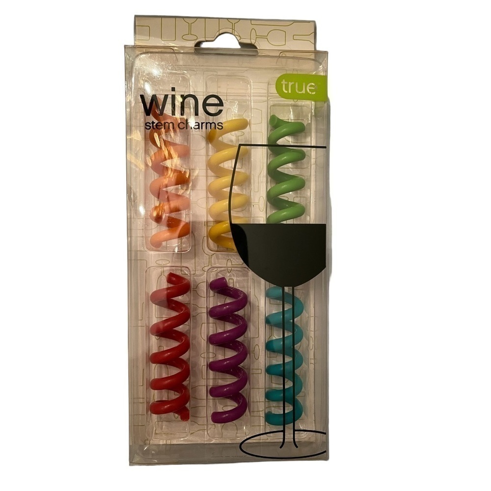 True Wine Glass Stem Markers (Set Of 6) | Multicolored Silicone Stem Springs